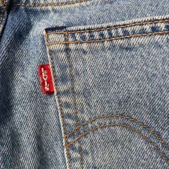 Levi's Big E Wedgie Straight Raw Hem Distressed Knees Size 26 RARE - Picture 8 of 12